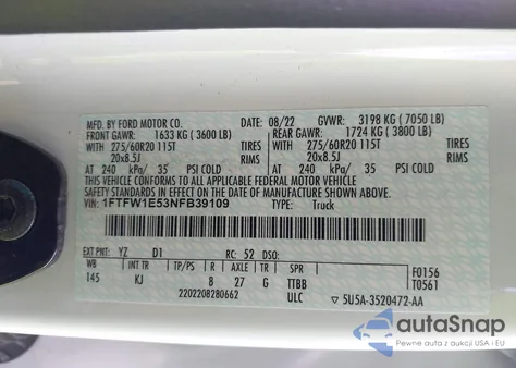 2022 Ford F-150 King Ranch from USA, damaged, VIN 1FTFW1E53NFB39109